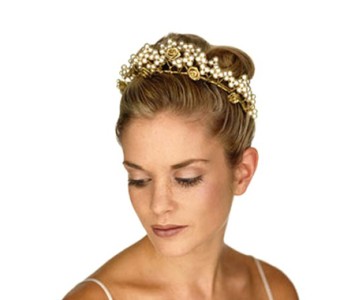 Tiara - style - Isabelle - All ivory pearl's, with gold roses, fitted with small side combs.